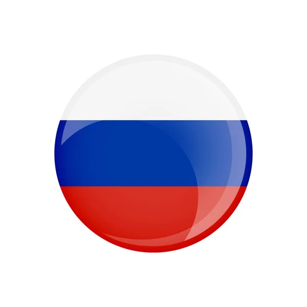 Russia Flag Circle Shape Transparent Glossy Glass Button — Stock Vector