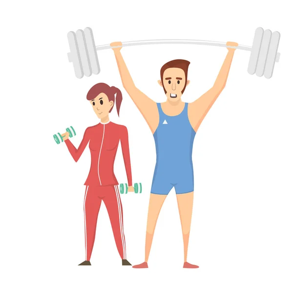 Etiqueta club de fitness con la imagen de mujeres y hombres — Archivo Imágenes Vectoriales