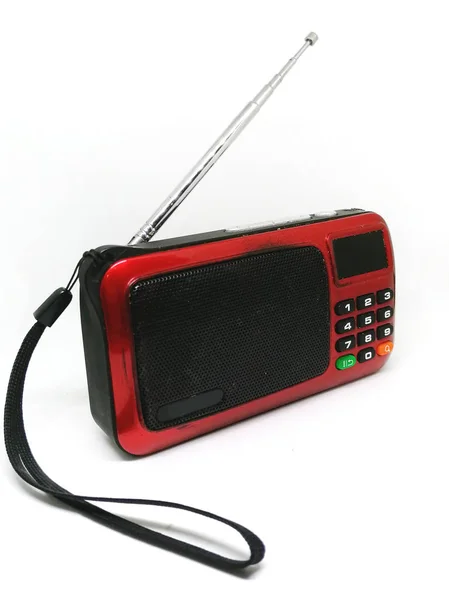 Ricevitore Radio Tascabile Colore Rosso Isolato — Foto Stock