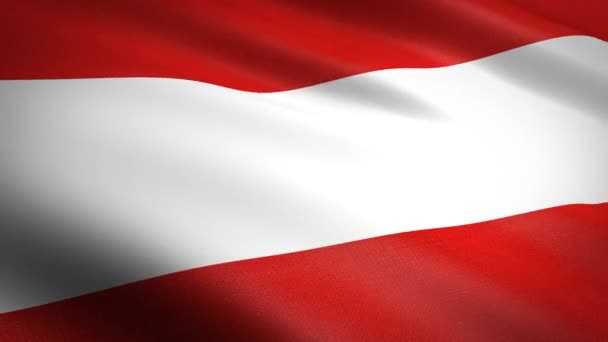 Σημαία της Αυστρίας. Κυματιστή σημαία με εξαιρετικά λεπτομερή υφασμάτινη υφή αδιάλειπτη βρόχο βίντεο. Απρόσκοπτη θηλιά με εξαιρετικά λεπτομερή υφασμάτινη υφή. Βρόχος έτοιμος σε ανάλυση Hd — Αρχείο Βίντεο