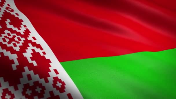 Bandera de Belarús. Bandera ondeante con textura de tela altamente detallada video loopable sin costuras. Lazo sin costura con textura de tejido altamente detallada. Loop listo en resolución HD — Vídeo de stock