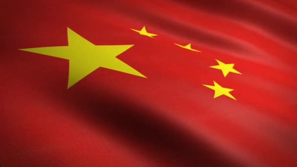 Bandiera Della Repubblica Popolare Cinese Bandiera Sventolante Con Trama Tessuto — Video Stock