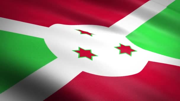 Bandeira do Burundi. Bandeira ondulando com textura de tecido altamente detalhada sem costura loopable vídeo. loop sem costura com textura de tecido altamente detalhado. Loop pronto em resolução HD — Vídeo de Stock