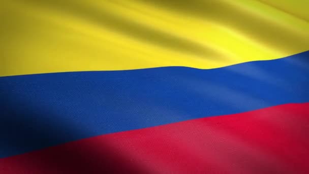 Bandera de Colombia. Bandera ondeante con textura de tela altamente detallada video loopable sin costuras. Lazo sin costura con textura de tejido altamente detallada. Loop listo en resolución HD — Vídeo de stock