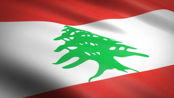 Bandera del Líbano. Bandera ondulante realista Ilustración de renderizado 3D con textura de tela altamente detallada. — Foto de Stock