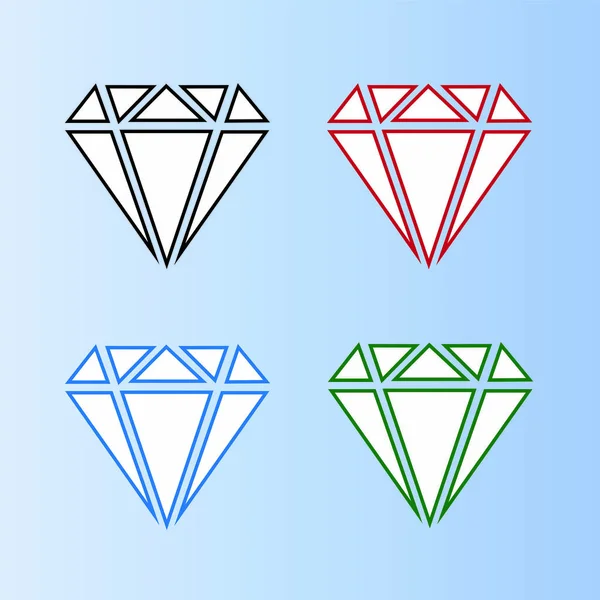 Conjunto Ícones Linha Diamante Ilustração Vetorial — Vetor de Stock