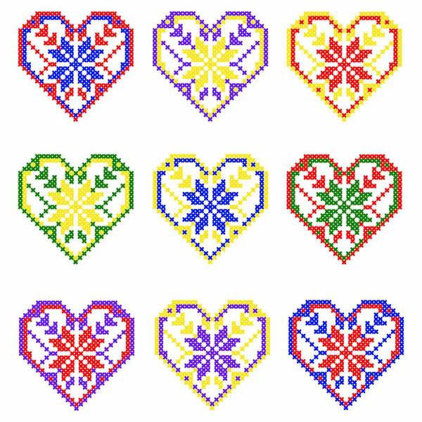 Parlak mavi kalpler dışarı çapraz süsleri olan ayarla.