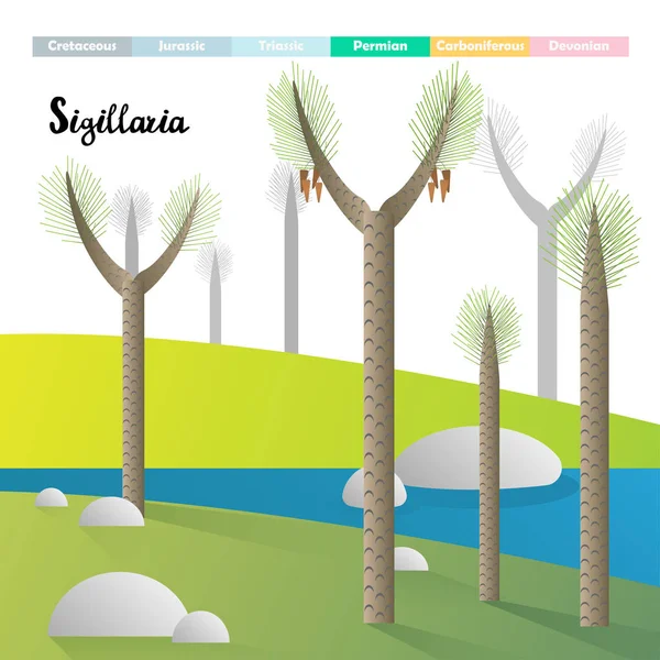 Sigillaria Dvojče Lepidodendronage Obří Rostliny Prehistorické — Stockový vektor