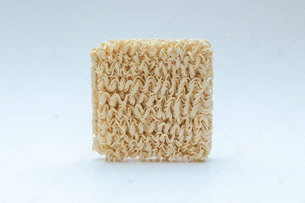 Top View of Instant Noodles isolated on White Background
