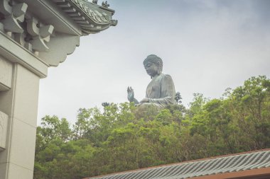 Hong Kong - 30 Ekim 2018: Tian Tan Giant Buddha (aka Big Buddha) Ngong Ping plato üzerinde yer yer alan Lantau Island, Hong Kong en popüler turistik biridir.
