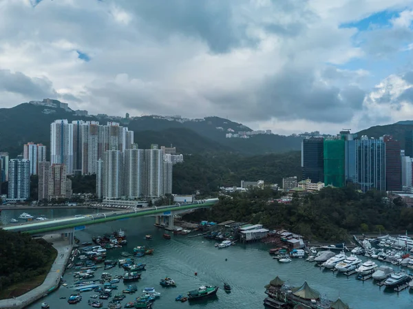 Hong Kong Dec 2018 Panoramic Aerial View Traditional Fishing Trawlers — Stock Photo, Image