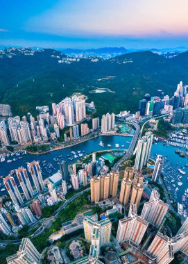 Güney Batı Hong Kong Adası Hong'yukarıdan manzarayı