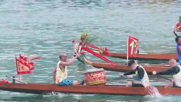 Hong Kong Május 2019 Sárkányhajó Versenyzés Alatt Sárkányhajó Fesztivál Sárkányhajó — Stock videók