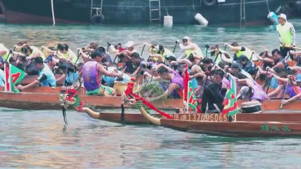 Hong Kong Május 2019 Sárkányhajó Versenyzés Alatt Sárkányhajó Fesztivál Sárkányhajó — Stock videók