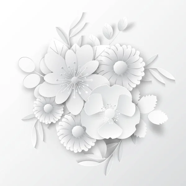 Kağıt Sanat Çiçek Tasarım Düşman Kartı Broşür Kapak Çerçeve Vektör — Stok fotoğraf