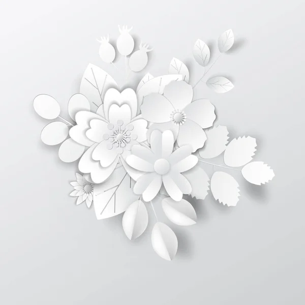 Paper Art Flowers Design Vector Stock — Stock Photo, Image