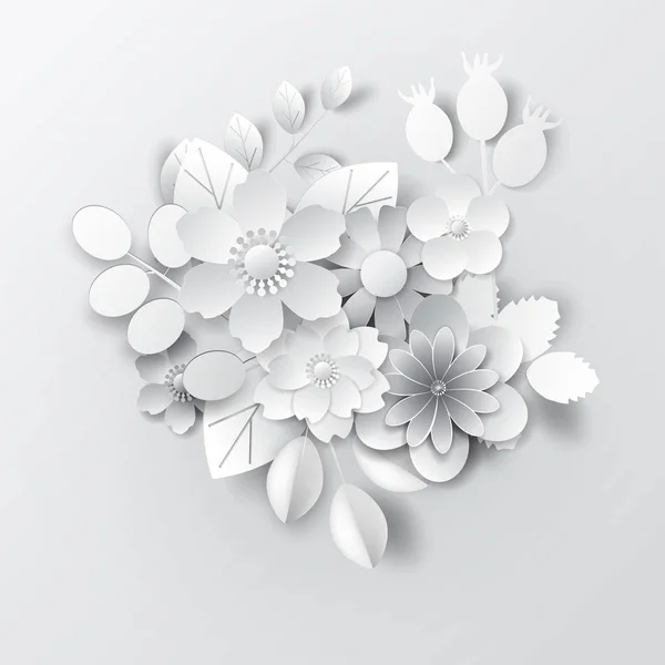 Paper Art Flowers Design Vector Stock — Stock Photo, Image