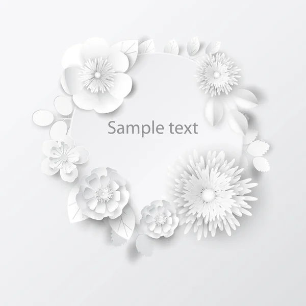 Paper Art Flowers Design Card Brochure Frame Cover Vector Stock — Stock Photo, Image