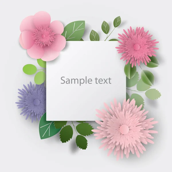 Paper Art Flowers Design Card Brochure Frame Cover Vector Stock — Stock Photo, Image