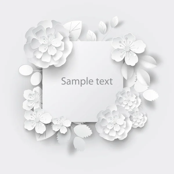 Paper Art Flowers Design Card Brochure Paper Frame Vector Stock — Stock Photo, Image