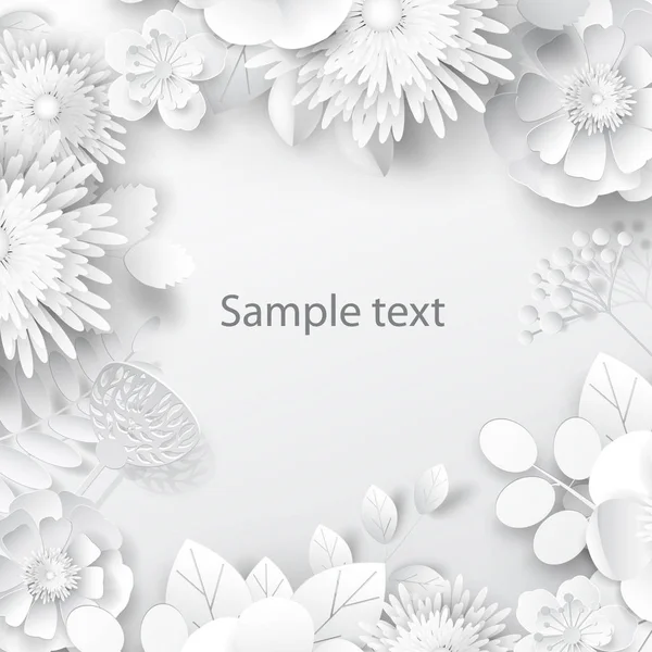 Paper Art Flowers Design Card Brochure Paper Frame Vector Stock — Stock Photo, Image