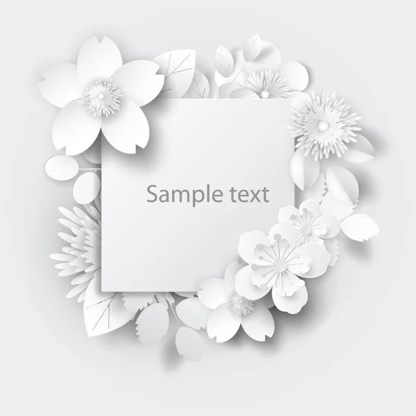Papírové Umění Květiny Design Pro Kartu Brožura Papír Rám Vektor — Stock fotografie