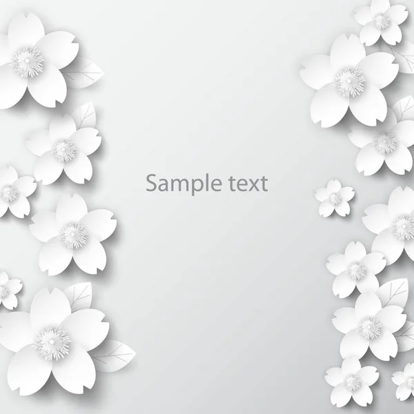 Paper art flowers design for card, brochure, paper, frame. Vector stock.