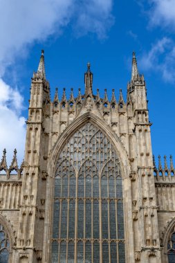 Ayrıntılı oyma üzerinde dış bina, York Minster, İngiliz Gotik mimari tarzında inşa tarihi katedral York City, İngiltere, İngiltere'de bulunan