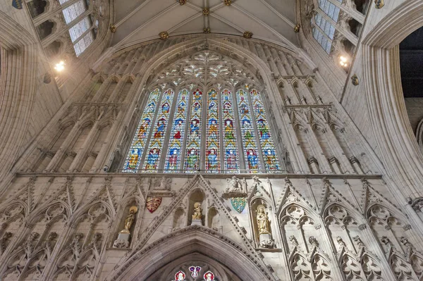 York England April 2018 Gothic Tracery Great West Window Called — Stock Photo, Image