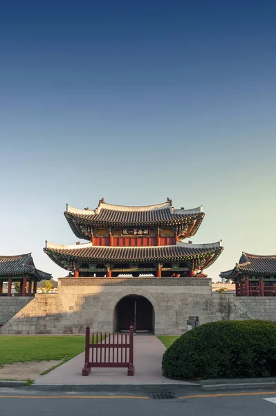 Pungnammun Gate, south gate of city wall of Jeonju remaining from Joseon Dynasty since 1768 designated as architectural treasure No. 308 of South Korea. Chinese alphabet translated as The City Gate of Hunan
