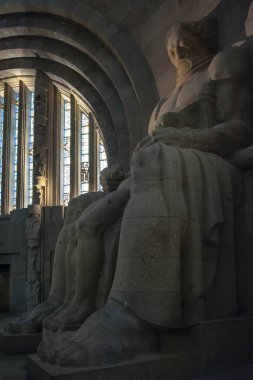 Leipzig, Almanya - Ekim 2018: Milletler Savaşı Anıtı'nın Iç Mesi, Almanya'nın Leipzig Şehrinde Altıncı Koalisyon Savaşı'nda Napolyon'un yenilgisianısına