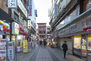 Busan, Güney Kore - Nisan 2019: Busan Uluslararası Film Festivali (Biff) Meydanı'nın girişinde ki Kemer, Ünlü film bölgesi ve Nampodong' da kültürel turistik cazibe merkezi, Busan City, Güney Kore