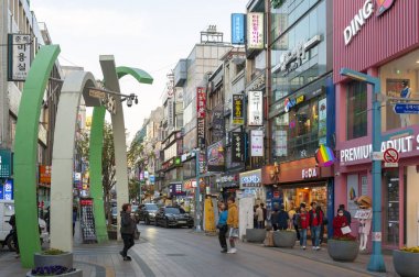 Busan, Güney Kore - Nisan 2019: Busan Uluslararası Film Festivali (Biff) Meydanı'nın girişinde ki Kemer, Ünlü film bölgesi ve Nampodong' da kültürel turistik cazibe merkezi, Busan City, Güney Kore