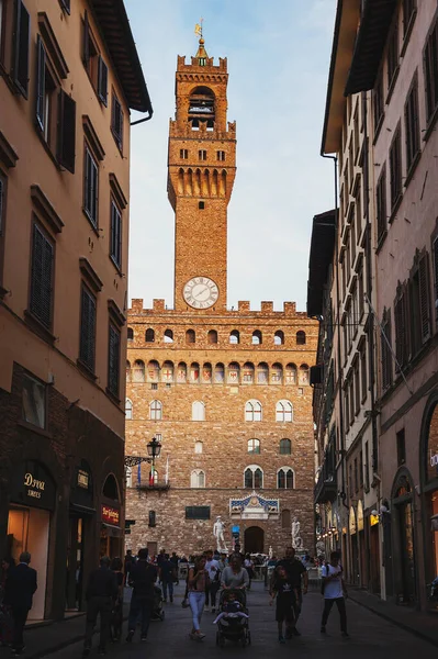 Florencie Itálie Říjen 2019 Pěší Ulice Vedoucí Palazzo Vecchio Radnice — Stock fotografie