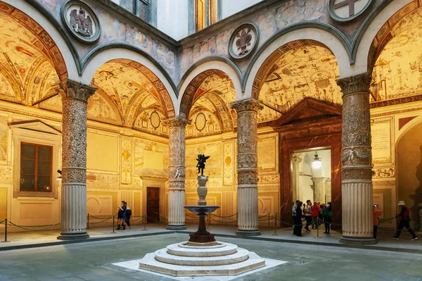 Florence Italy October 2019 Interior First Courtyard Palazzo Vecchio Town — Stock Photo, Image