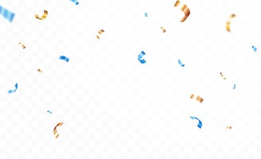 Parlak altın ve mavi konfeti ödül kurdelesi, kutlamalar ve tatil tasarım unsuru