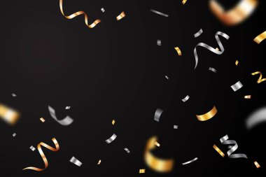 Kutlamalar Altın ve Gümüş Konfeti flamaları ve kurdele bayrağı