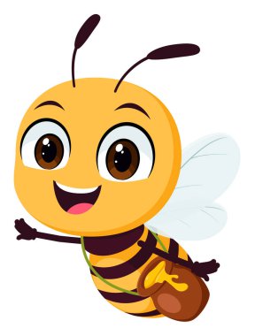 Farklı ifadeli şirin arı maskotu çizgi filmi