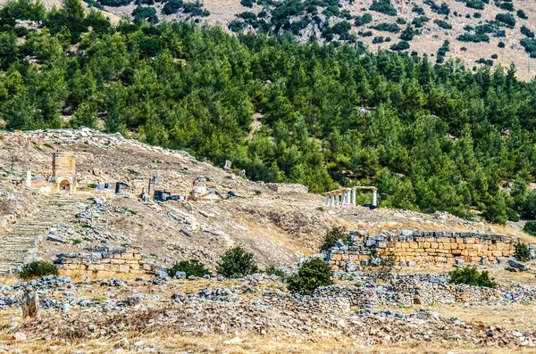 Vista Das Ruínas Cidade Velha Hierápolis Pamukkale Turquia — Fotografia de Stock