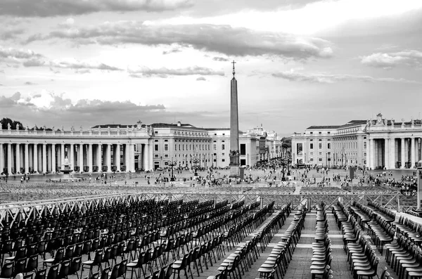 Zwart Wit Beeld Van Peter Square Vaticaan — Stockfoto