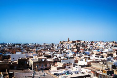 Ribat kulesinden Sousse Medine görünümü. Tunus. Kuzey Afrika.