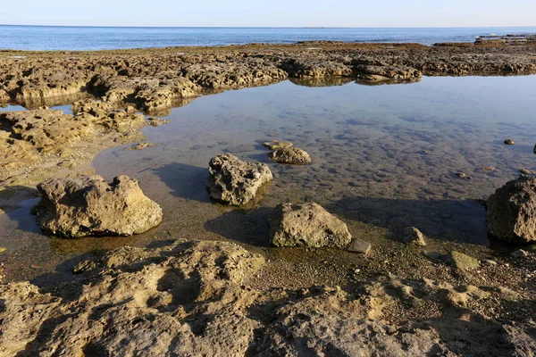 Costa Rocosa Del Mar Mediterráneo Norte Israel — Foto de Stock
