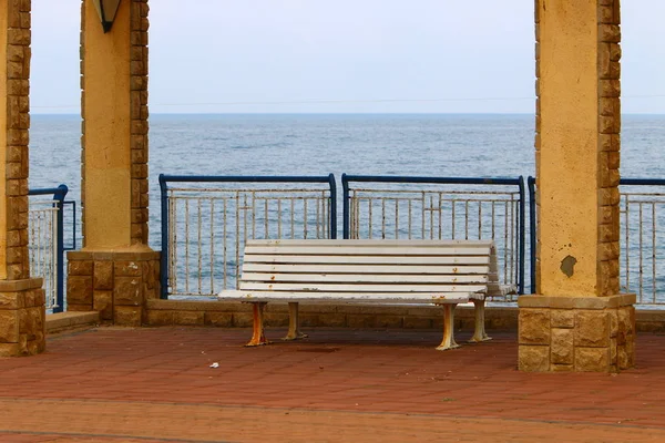 Banc Repos Tient Dans Parc Ouvert — Photo