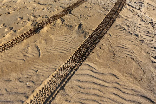 Voetafdrukken Het Zand Aan Oever Van Middellandse Zee Noord Israël — Stockfoto