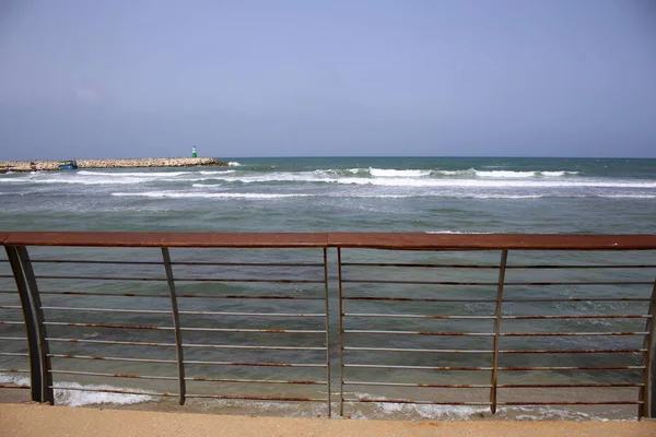 Ogrodzenia Nad Brzegiem Morza Śródziemnego Izraelu — Zdjęcie stockowe