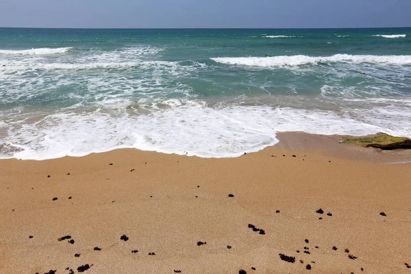 Піщаний Берег Середземне Море Півночі Ізраїлю — стокове фото