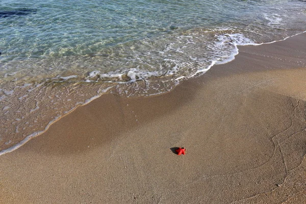 Písečné Pobřeží Středozemního Moře Severu Izraele — Stock fotografie