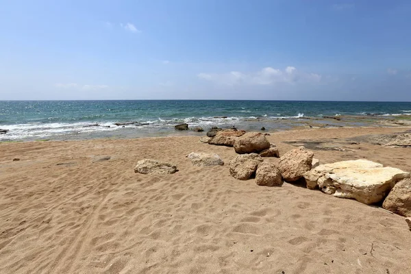 Sandiga Stranden Medelhavet Norr Israel — Stockfoto