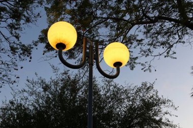 kutup bir elektrik lambası asmak ve gece parlar 