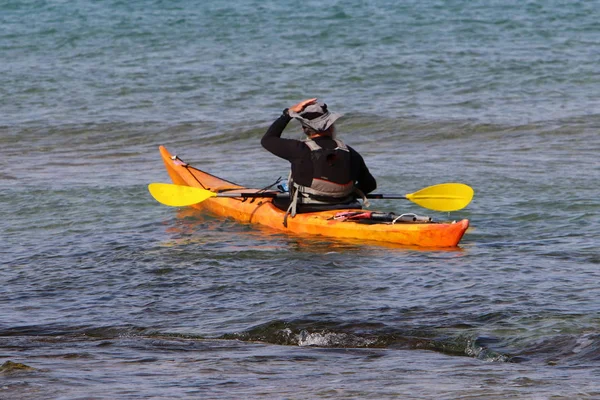Kayak Shores Mediterranean Sea Stock Photo